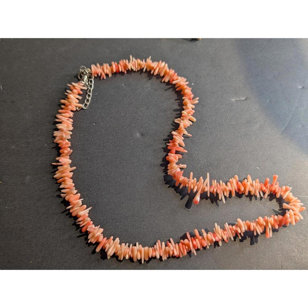 Vtg Genuine Pink Angel Skin Branch Coral Beaded Collar Necklace 18"